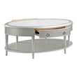 Pemberly Row Wood Coffee Table with Drawer in Sintered Stone/Champagne