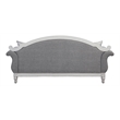 Pemberly Row Tufted Fabric Sofa with 4 Pillows in Gray/Antique White