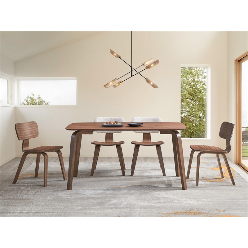 Pemberly Row Contemporary Rectangular Rubberwood Dining Table in Walnut