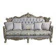 Pemberly Row Tufted Fabric & Wood Sofa with 5 Pillows in Gray/Bronze