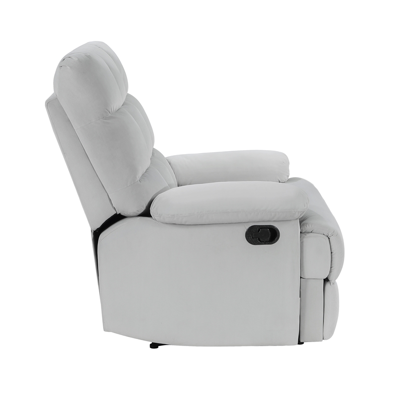 Pemberly Row Upholstered Velvet Fabric Manual Recliner in Light Gray