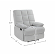 Pemberly Row Upholstered Velvet Fabric Manual Recliner in Light Gray