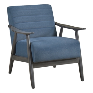 Pemberly Row Upholstered Wood & Velvet Accent Chair in Gray and Blue