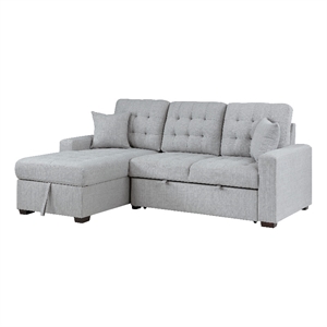 Pemberly Row Contemporary 2-Piece Fabric Sectional & Left Chaise in Gray