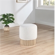 Pemberly Row Contemporary Boucle Fabric Ottoman/Stool in Cream/Natural