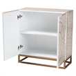 Pemberly Row Wood & Mother of Pearl Storage Cabinet in White and Brown