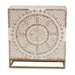 Pemberly Row Wood & Mother of Pearl Storage Cabinet in White and Brown