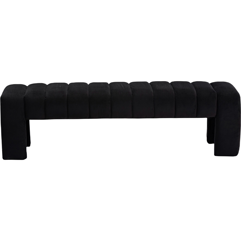 Pemberley Row Velvet Andaz Black Bench Rectangular Deep Tufting 60.5