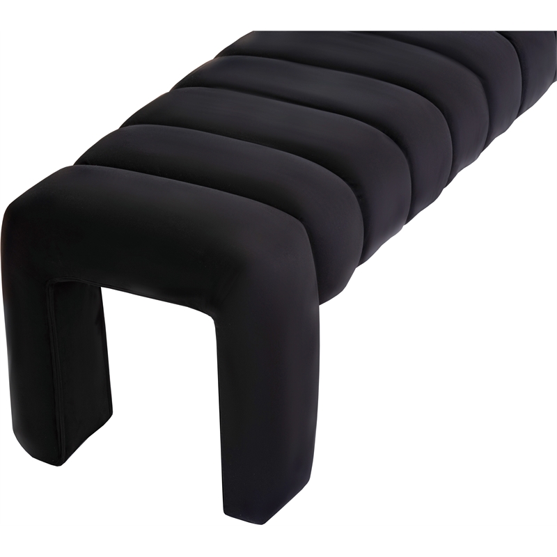 Pemberley Row Velvet Andaz Black Bench Rectangular Deep Tufting 60.5