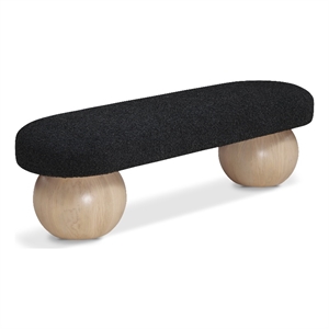 Pemberly Row Modern / Contemporary Rich Boucle Fabric Bowies Black Bench