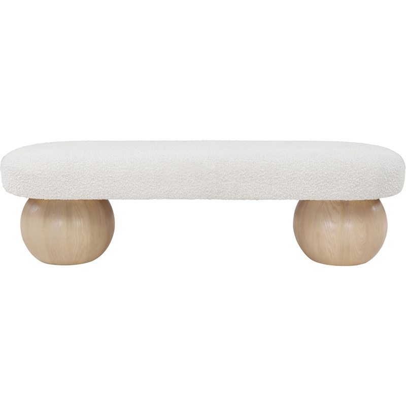 Pemberley Row Boucle Fabric Cream Bench Rectangular Art Deco 59.5