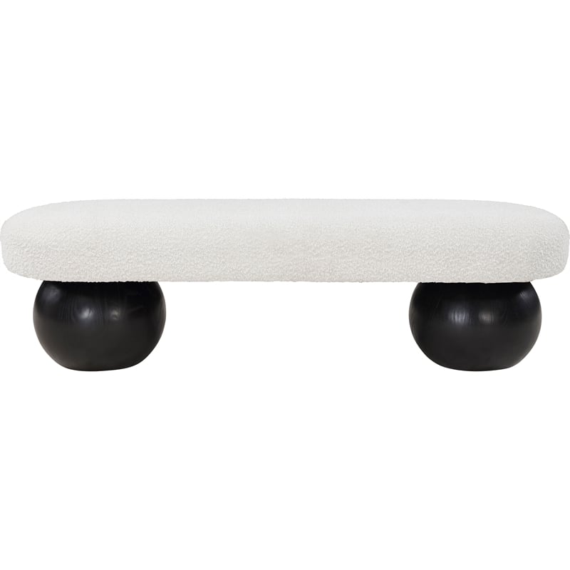 Pemberley Row Boucle Fabric Cream Bench Rectangular Art Deco 59.5