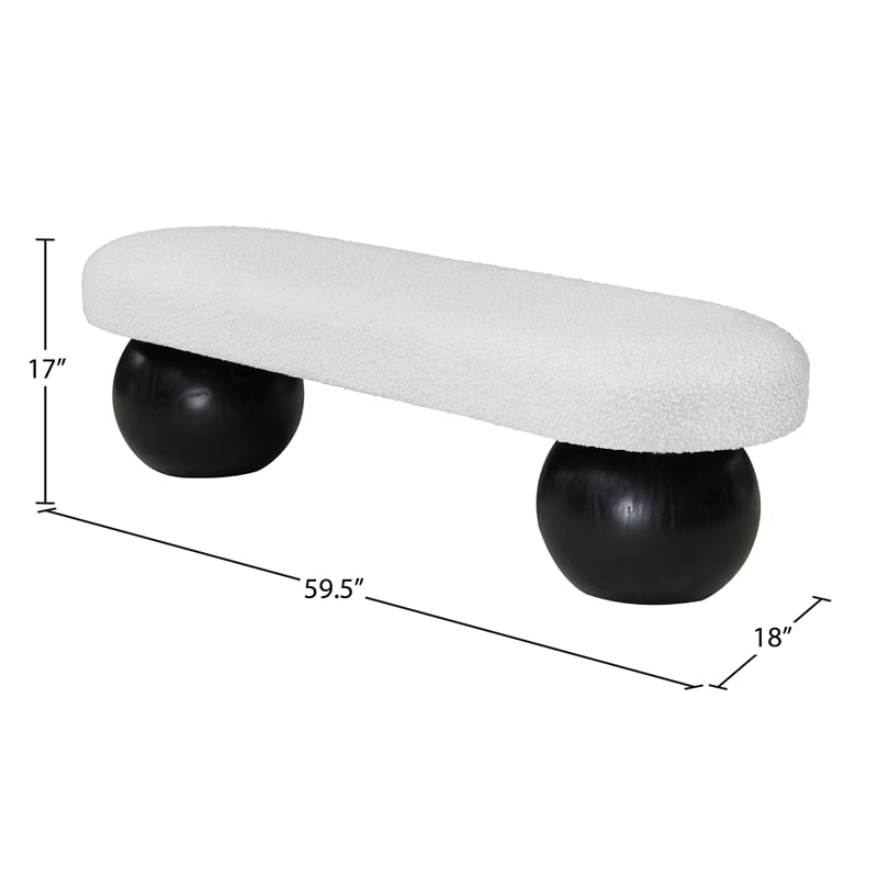Pemberley Row Boucle Fabric Cream Bench Rectangular Art Deco 59.5