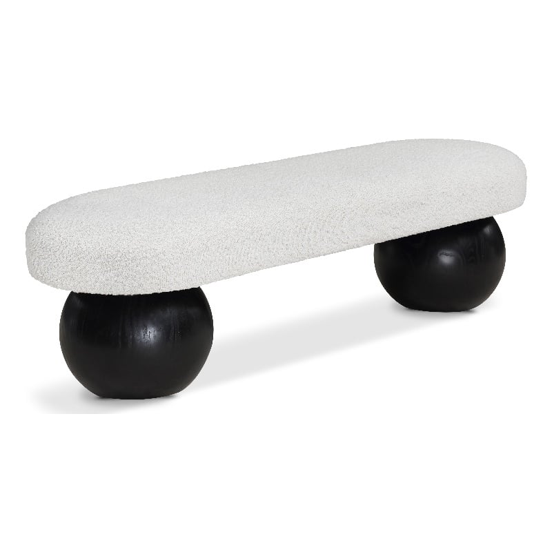 Pemberley Row Boucle Fabric Cream Bench Rectangular Art Deco 59.5