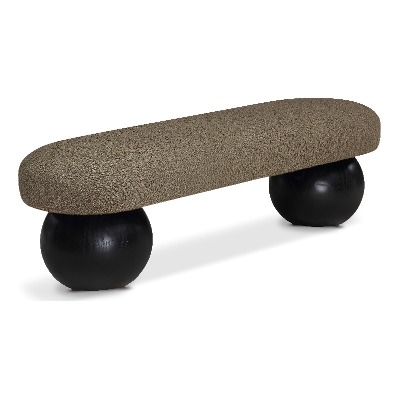 Pemberly Row Modern / Contemporary Rich Boucle Fabric Bowies Olive Bench