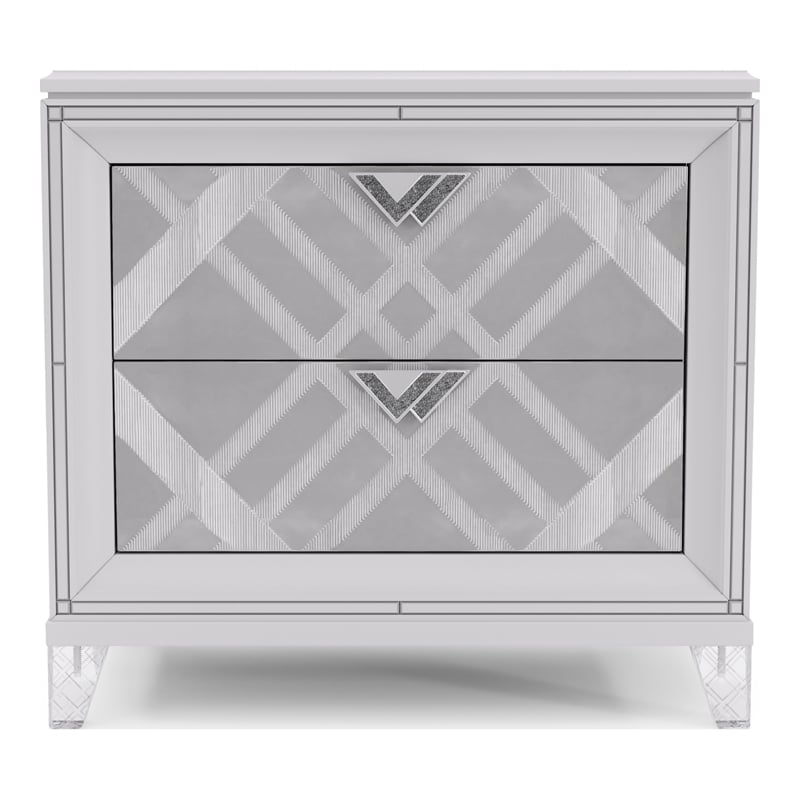 Pemberly Row 5pc White Wood Bedroom Set - Queen+2 Nightstands+Dresser+Mirror
