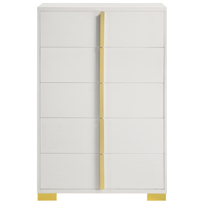 Pemberly Row 4-piece Contemporary Wood Queen Bedroom Set White and Gold