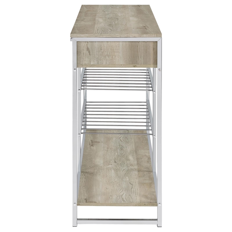 Pemberly Row 2-drawer Contemporary Metal Bar Cabinet Chrome and Gray