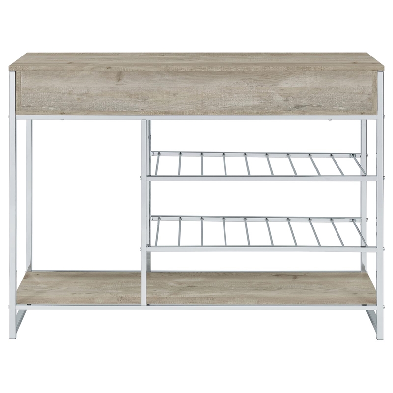 Pemberly Row 2-drawer Contemporary Metal Bar Cabinet Chrome and Gray