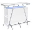 Pemberly Row Contemporary Wood Home Bar with Shelf in White and Chrome