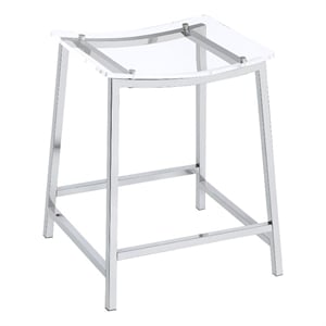 Pemberly Row Metal Acrylic Counter Height Bar Stools Chrome