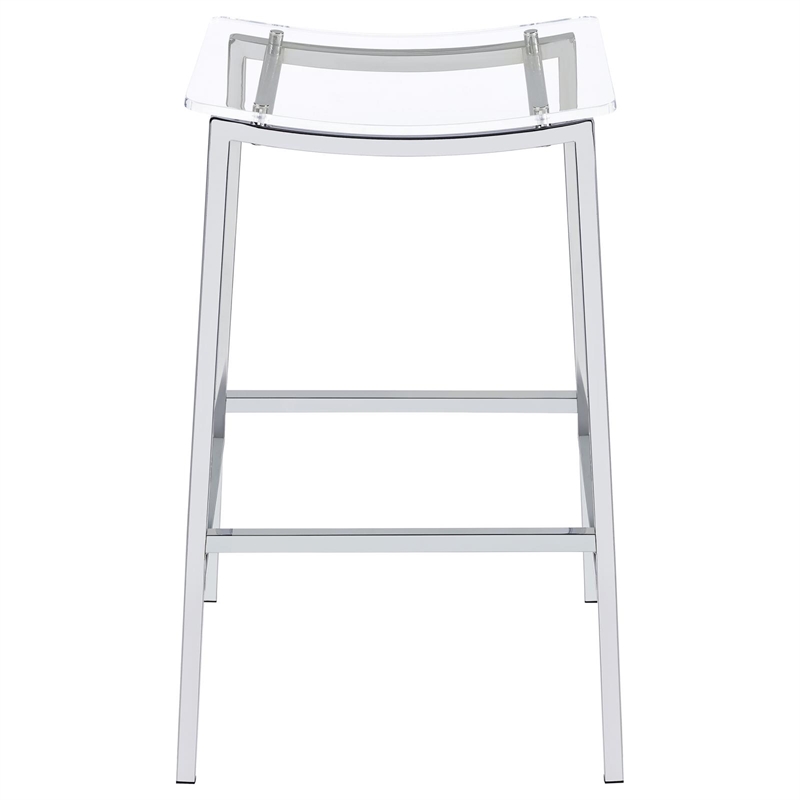 Pemberley Row Metal Acrylic Silver Bar Stools Backless 29