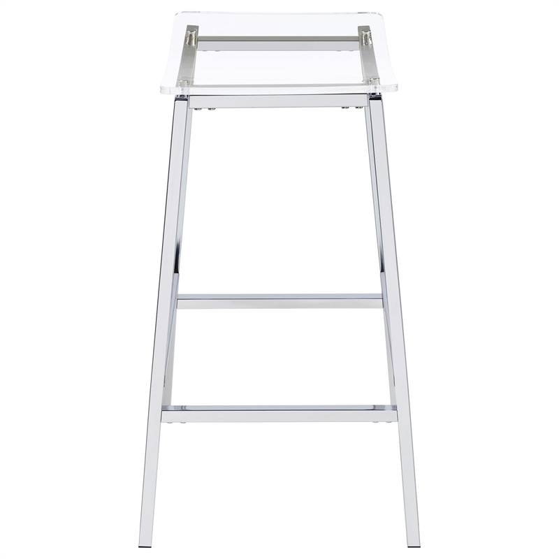 Pemberley Row Metal Acrylic Silver Bar Stools Backless 29