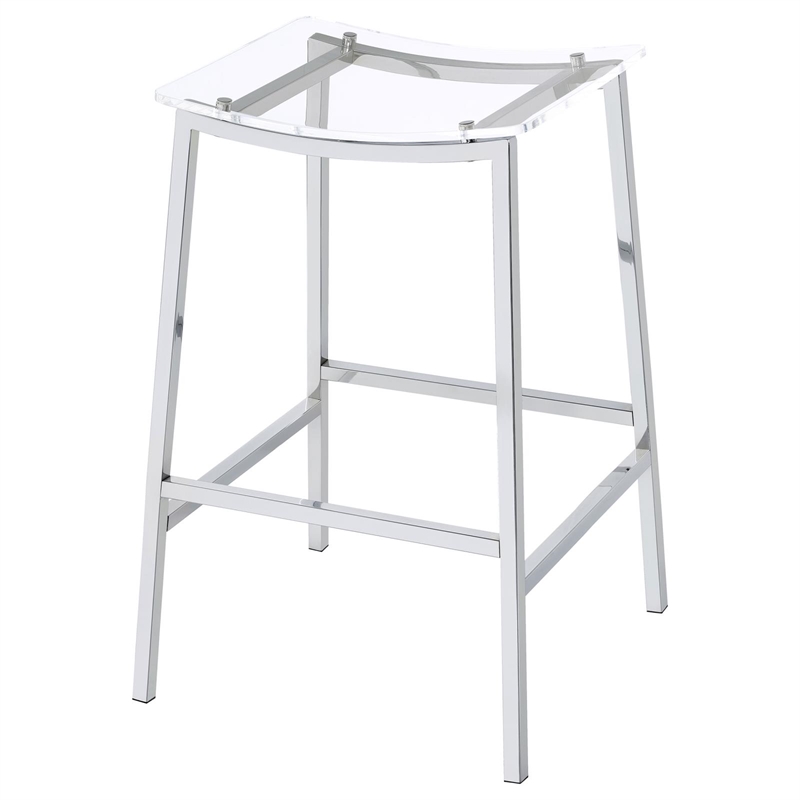 Pemberley Row Metal Acrylic Silver Bar Stools Backless 29