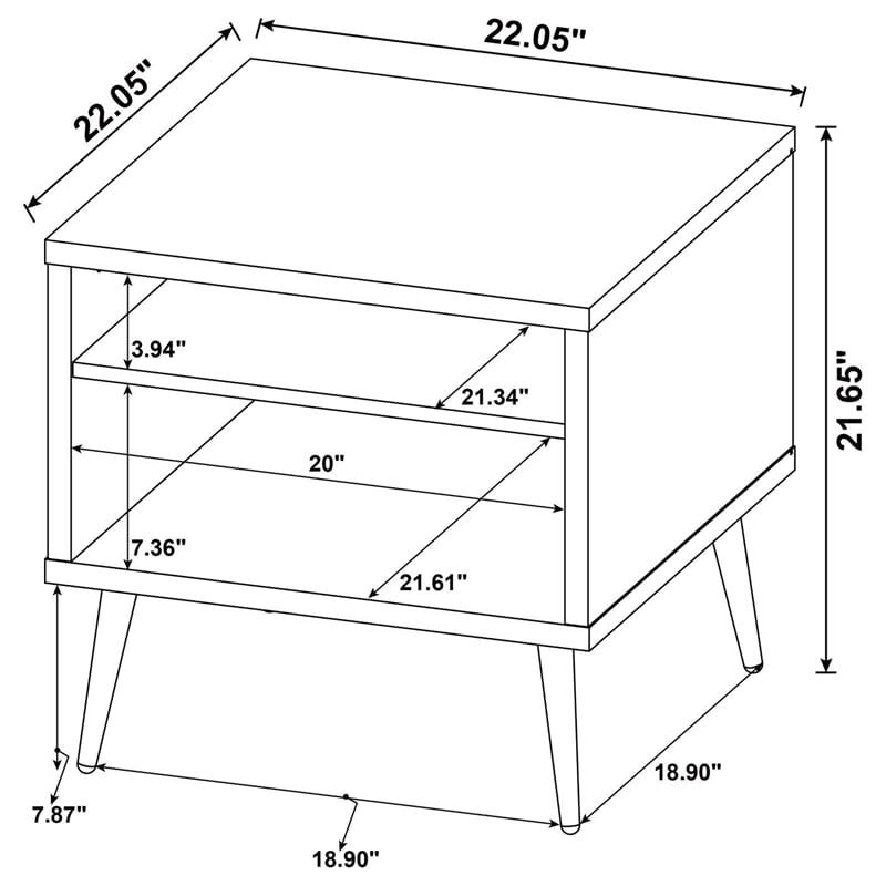 Pemberly Row Square Engineered Wood End Table With Shelf Pine and Gray