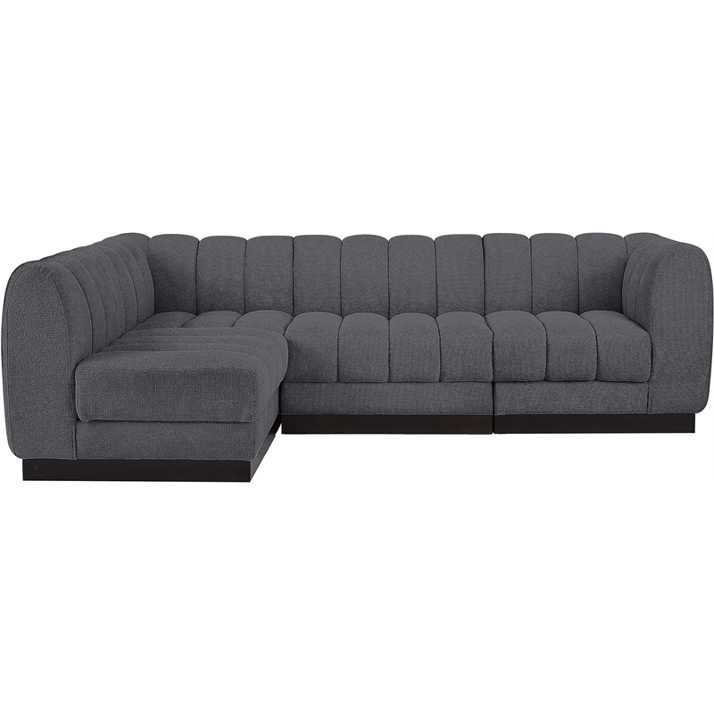 Pemberly Row 4-Piece Contemporary Fabric L-Shaped Modular Sectional in Dark Gray
