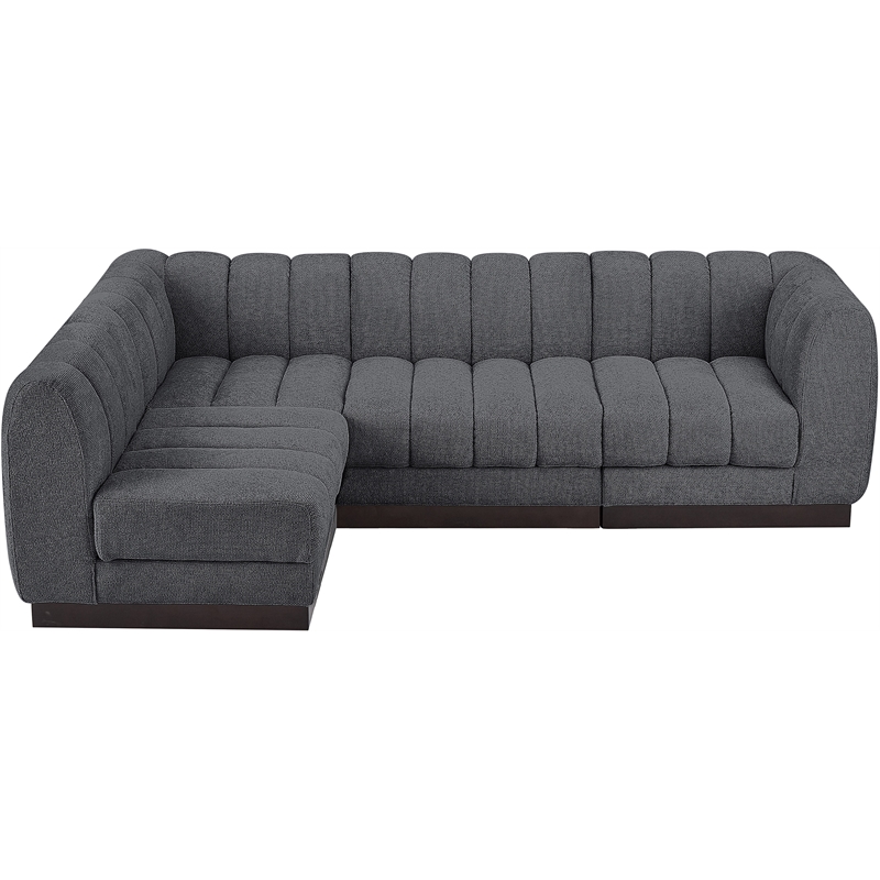 Pemberly Row 4-Piece Contemporary Fabric L-Shaped Modular Sectional in Dark Gray