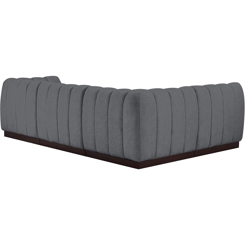 Pemberly Row 4-Piece Contemporary Fabric L-Shaped Modular Sectional in Dark Gray