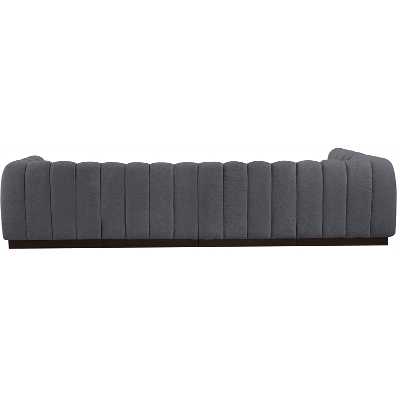 Pemberly Row 5-Piece Contemporary Fabric L-Shaped Modular Sectional in Dark Gray