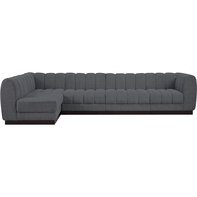 Pemberly Row 5-Piece Contemporary Fabric L-Shaped Modular Sectional in Dark Gray