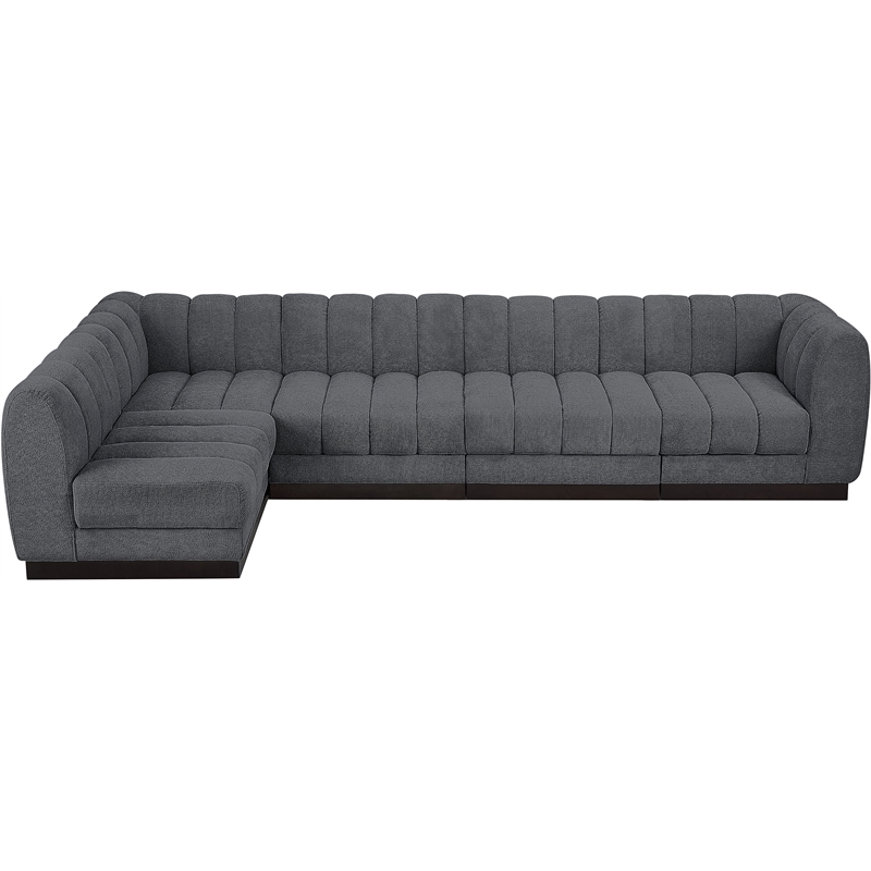 Pemberly Row 5-Piece Contemporary Fabric L-Shaped Modular Sectional in Dark Gray