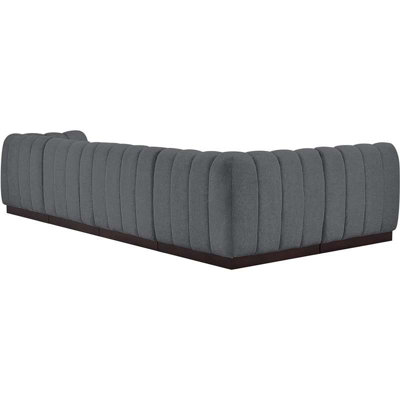 Pemberly Row 5-Piece Contemporary Fabric L-Shaped Modular Sectional in Dark Gray