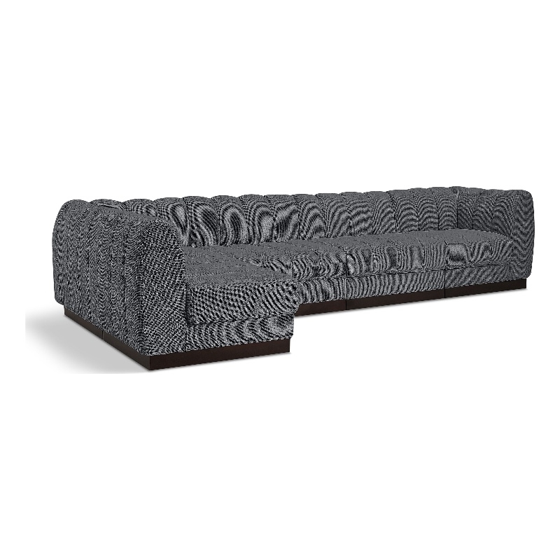 Pemberly Row 5-Piece Contemporary Fabric L-Shaped Modular Sectional in Dark Gray