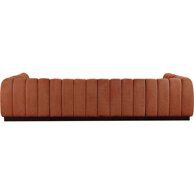 Pemberly Row 6-Piece Contemporary Fabric U-Shaped Modular Sectional in Orange