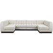 Pemberly Row 6-Piece Contemporary Fabric U-Shaped Modular Sectional in Cream