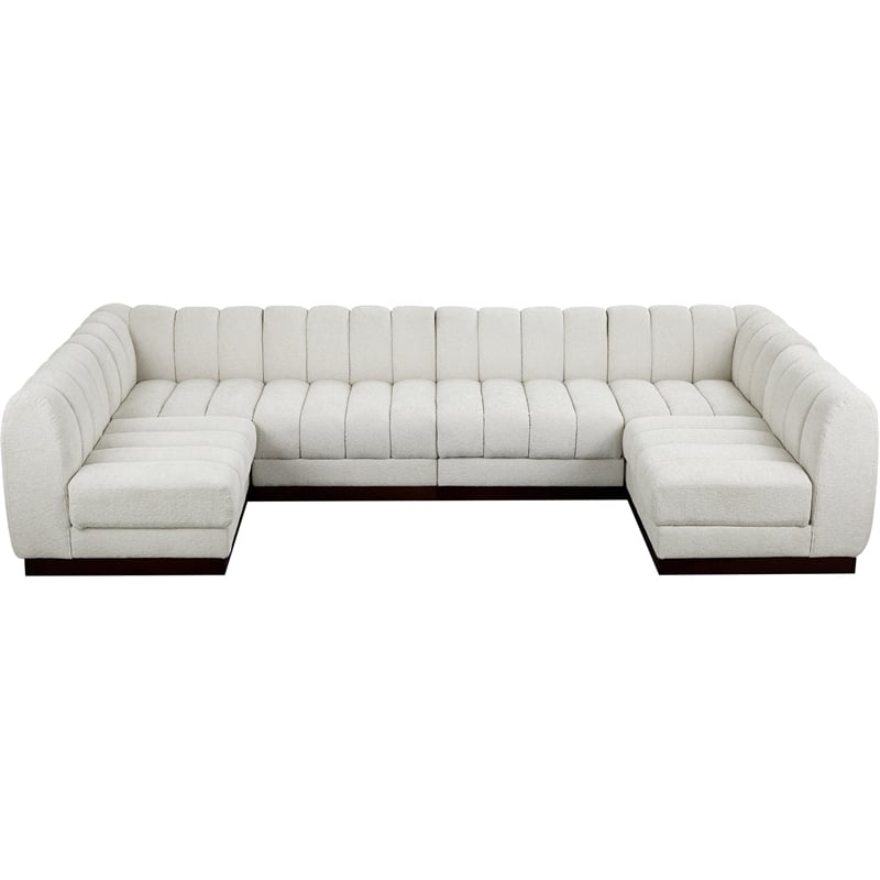 Pemberly Row 6-Piece Contemporary Fabric U-Shaped Modular Sectional in Cream
