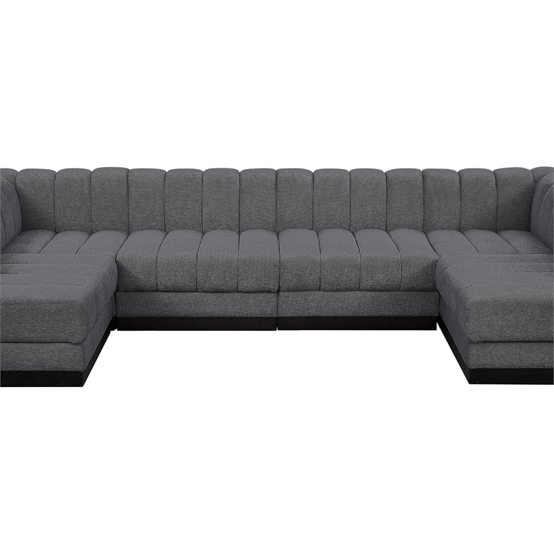 Pemberly Row 6-Piece Contemporary Fabric U-Shaped Modular Sectional in Dark Gray