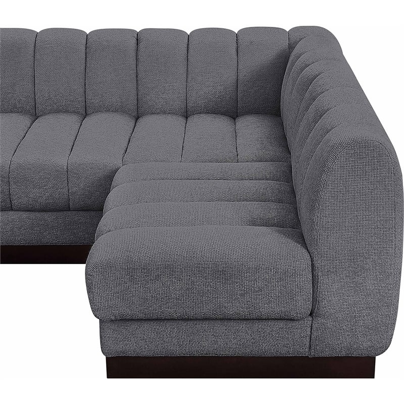 Pemberly Row 6-Piece Contemporary Fabric U-Shaped Modular Sectional in Dark Gray