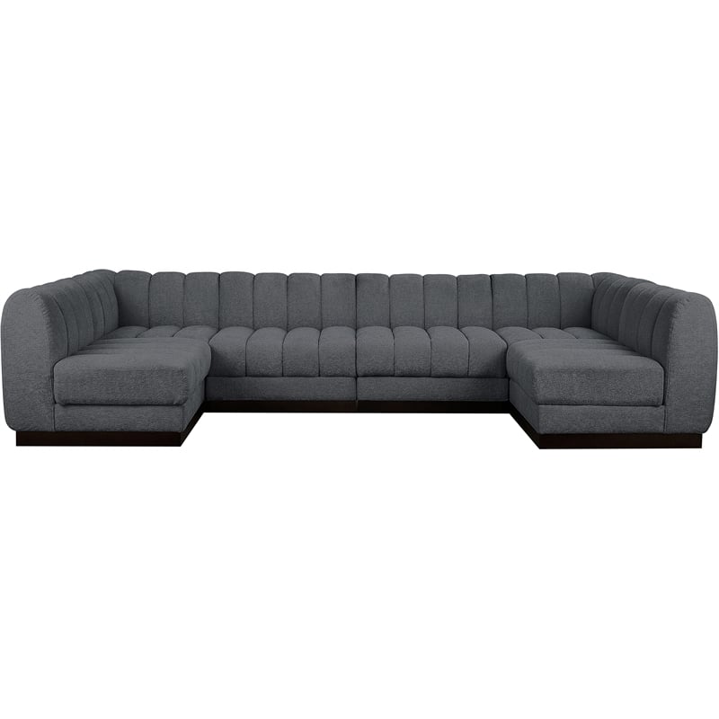 Pemberly Row 6-Piece Contemporary Fabric U-Shaped Modular Sectional in Dark Gray