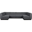 Pemberly Row 6-Piece Contemporary Fabric U-Shaped Modular Sectional in Dark Gray