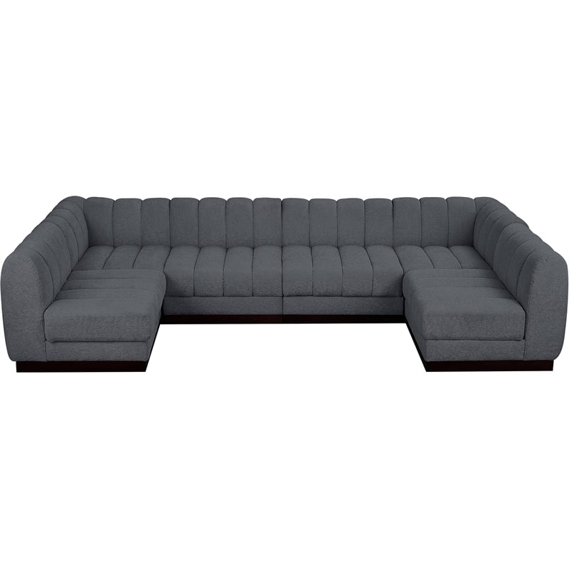 Pemberly Row 6-Piece Contemporary Fabric U-Shaped Modular Sectional in Dark Gray
