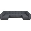 Pemberly Row 6-Piece Contemporary Fabric U-Shaped Modular Sectional in Dark Gray