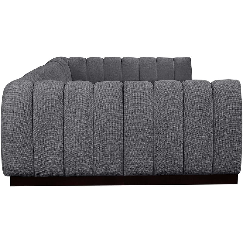 Pemberly Row 6-Piece Contemporary Fabric U-Shaped Modular Sectional in Dark Gray