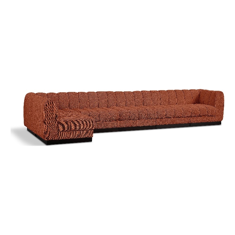 Pemberly Row 6-Piece Contemporary Fabric L-Shaped Modular Sectional in Orange