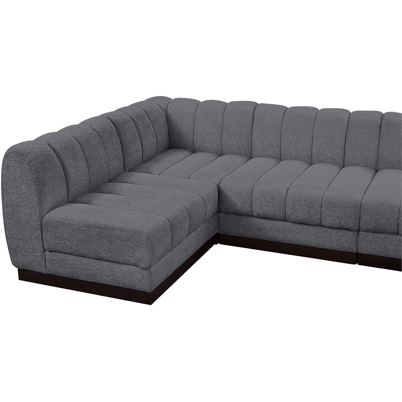 Pemberly Row 6-Piece Contemporary Fabric L-Shaped Modular Sectional in Dark Gray