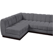 Pemberly Row 6-Piece Contemporary Fabric L-Shaped Modular Sectional in Dark Gray